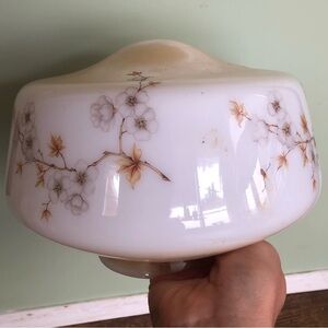 Vintage White Brown Yellow Dogwood Flower Glass Ceiling Light Shade Replacement